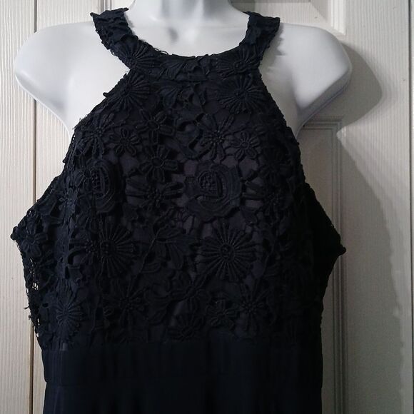 Lulus navy blue lace chest sleeveless formal maxi dress wedding party Sz XL NWOT - Picture 4 of 12